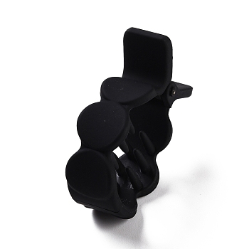 Plastic Claw Hair Clips, Matte Style, Fish Shaped with Flat Round, Black, 49.5x36x15.5mm