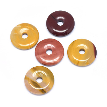 Natural Mookaite Pendants, Donut/Pi Disc, Donut Width: 12mm, 30x5~7mm, Hole: 6mm