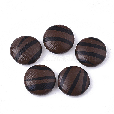 15mm Platinum CoconutBrown Flat Round Imitation Leather Cabochons