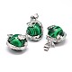 Pendentifs en malachite naturelle en laiton plaqué platine dragon(G-F228-04D-RS)-1