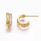 Brass Micro Pave Clear Cubic Zirconia Half Hoop Earrings(KK-R117-034B-NF)-3