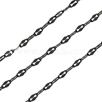Ion Plating(IP) 304 Stainless Steel Dapped Chains, Cable Chains, Soldered, with Spool, Flat Oval, Black, 3x1.4x0.8mm, about 32.81 Feet(10m)/Roll(STAS-I107-01B)