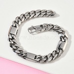 304 Stainless Steel Cuban Link Chain Bracelets for Women, Stainless Steel Color, 8.66 inch(22cm)(BJEW-G779-04B-P)