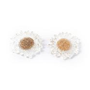 Transparent Resin Cabochons, with Gold Foil, Flower, Clear, 35x34x6mm(CRES-T008-08)