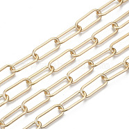 Unwelded Iron Paperclip Chains, Drawn Elongated Cable Chains, with Spool, Light Gold, 24.4x10x2mm, about 32.8 Feet(10m)/roll(CH-S125-14A-05)