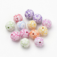 Craft Style Acrylic Beads, FootBall/Soccer Ball, Mixed Color, 9x8.5mm, Hole: 1mm, about 900pcs/500g(MACR-T004-22)