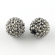 Resin Rhinestone Beads, with Acrylic Round Beads Inside, for Bubblegum Jewelry, Gray, 20x18mm, Hole: 2~2.5mm(RESI-S315-18x20-02)