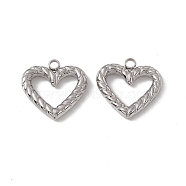 201 Stainless Steel Pendants, Heart Charm, Stainless Steel Color, 16x16x3mm, Hole: 1.6mm(STAS-J401-VC717)