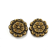 Tibetan Style Alloy Beads, Lead Free & Cadmium Free, Flower, Antique Bronze, 9x9x3mm, Hole: 1mm, about 1086pcs/1000g(PALLOY-F307-06AB)