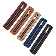 WADORN 5Pcs 5 Colors PU Leather Zipper Sewing Accessories, with Brass Zipper Puller, for DIY Woven Bag, Mixed Color, 18x3.5x0.22cm, 1pc/color(FIND-WR0006-84)