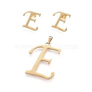 304 Stainless Steel Pendants and Stud Earrings Jewelry Sets, Alphabet, Letter.E, 32x25x1.5mm, Hole: 6x3mm, 17x15x1.5mm, Pin: 0.8mm(SJEW-P101-05G)