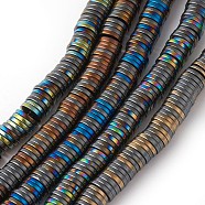 Electroplated Non-magnetic Synthetic Hematite Beads Strands, Half Plated, Heishi Beads, Flat Round/Disc, Mixed Color, 6x1mm, Hole: 1mm, about 380pcs/strand, 14.96 inch(38cm)(G-P408-Q-6x1)