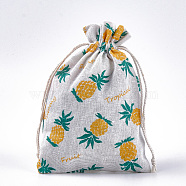 Polycotton(Polyester Cotton) Packing Pouches Drawstring Bags, with Pineapple Printed, Colorful, 18x13cm(X-ABAG-T007-02J)