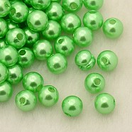 Imitation Pearl Acrylic Beads, Dyed, Round, Lawn Green, 6x5.5mm, Hole: 1.5~2mm, about 4500pcs/pound(PL609-08)