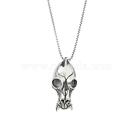201 Stainless Steel Pendant Necklaces, Skull, Stainless Steel Color, 23.23 inch(59cm)(NJEW-C034-37P)
