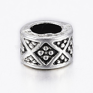 Tibetan Style Alloy Beads, Large Hole Beads, Cadmium Free & Lead Free, Column, Antique Silver, 8x5mm, Hole: 4.5mm(TIBE-ZN3419-RS)