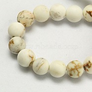 Frosted Round Natural Magnesite Beads Strands, White, 8mm, Hole: 1mm, about 37pcs/strand, 15.5 inch(G-I168-07-8mm)