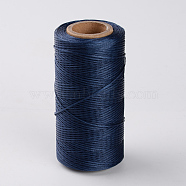 Flat Waxed Polyester Cords, Marine Blue, 1x0.3mm, about 284.33 yards(260m)/roll(YC-K001-13)
