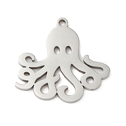 Non-Tarnish 5Pcs 201 Stainless Steel Pendants, Laser Cut, Octopus Charm, Stainless Steel Color, 17.5x18.5x1mm, Hole: 1.2mm(STAS-B064-04P)