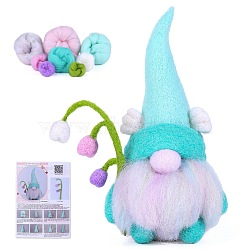 Wool Felt Needle Felting Kit with Instructions, Felting Needles Felting Kits for Beginners Arts, Gnome Ornament, Blue, 125mm(PW-WG6B8C7-03)