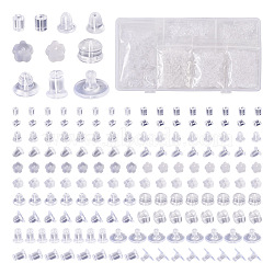 1000Pcs 10 Styles Rubber & Silicone & Plastic Ear Nuts, Earring Backs, Bell & Clutch Ear Nut, Clear, 4~10x3.5~4x2.5~7mm, Hole: 0.5~1mm, 100Pcs/style(KY-TA0001-21)