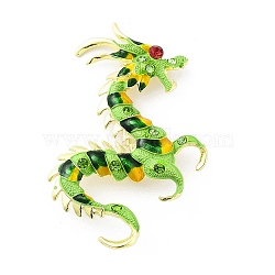 Gragon Glass Enamel Pins, Animal Alloy Brooch for Women, Golden, Green, 87x45x6mm(JEWB-M034-02G)