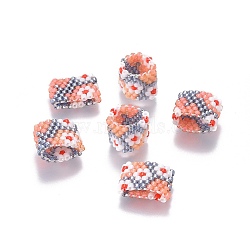 (Holiday Stock-Up Sale)MIYUKI & TOHO Handmade Japanese Seed Beads, Loom Pattern, Ring, Colorful, 14~15x9.5~10x3.5~4mm(SEED-A027-J09)