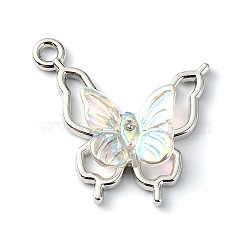 Alloy with Acrylic Pendants, Butterfly, Colorful, 19x19.5x3.5mm, Hole: 1mm(FIND-Q102-09B)