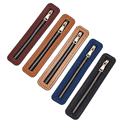 WADORN 5Pcs 5 Colors PU Leather Zipper Sewing Accessories, with Brass Zipper Puller, for DIY Woven Bag, Mixed Color, 18x3.5x0.22cm, 1pc/color(FIND-WR0006-84)