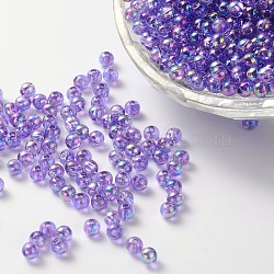 Eco-Friendly Transparent Acrylic Beads, Round, AB Color, Medium Orchid, 8mm, Hole: 1.5mm(X-PL734-13)