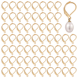 120Pcs 304 Stainless Steel Leverback Earring Findings, with Loop, Real 18K Gold Plated, 15x10x2mm, Hole: 1.4mm, Pin: 1x0.8mm(STAS-ME0001-05)