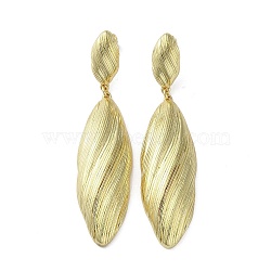 Rack Plating Brass Textured Oval Dangle Stud Earrings, Lead Free & Cadmium Free, Real 18K Gold Plated, 81x20mm(EJEW-M237-11G)