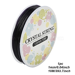 3 Rolls Round Elastic Crystal Thread, Stretchy String Bead Cord, for Beaded Jewelry Making, Black, 1mm, about 10.93 yards(10m)/roll(EW-YW0001-17D-02)