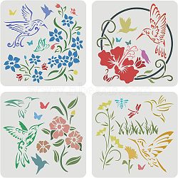 Environmental Protection Theme Plastic Drawing Painting Stencils Templates Sets, Animal Pattern, 30x30cm, 4sheet/set(DIY-WH0172-702)