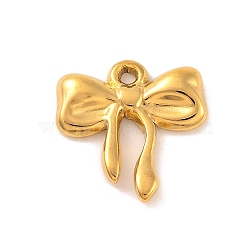 Ion Plating(IP) 304 Stainless Steel Pendants, Bowknot Charms, Real 18K Gold Plated, 15.5x15x2.5mm, Hole: 1.4mm(STAS-N103-182E-G)