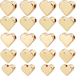 60Pcs 5 Style Brass Beads, Heart, Real 18K Gold Plated, 4.5~6x5.5~7x2.5~3.5mm, Hole: 1~1.5mm, 12pcs/style(KK-BC0002-95)