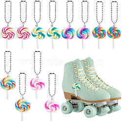 12Pcs 6 Colors Handmade Polymer Clay  Lollipop Pendant Decoration, with Ball Chains, for Change Bag Shoes Decoration, Mixed Color, 88.5~93mm, 2pcs/color(HJEW-CP0001-14)