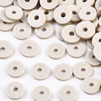 Handmade Polymer Clay Beads, Disc/Flat Round, Heishi Beads, Gainsboro, 4x1mm, Hole: 1mm, about 55000pcs/1000g