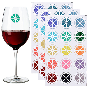 12Pcs Summer Theme PVC Self-Adhesive Wine Mark Stickers, Wine Maker, Lemon, 171x101x0.1mm, Stickers: 27mm