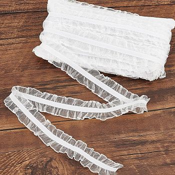 Stretch Elastic Fabric Lace Trim, for Sewing, Dress Decoration and Gift Wrapping, White, 1-1/8 inch(28mm), about 10m/card