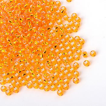 MGB Matsuno Glass Beads, Japanese Seed Beads, 15/0 Silver Lined Glass Round Hole Rocailles Seed Beads, Dark Orange, 1.5x1mm, Hole: 0.5mm, about 135000pcs/bag, 450g/bag