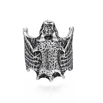 Gothic Punk Bat Alloy Open Cuff Ring for Women, Cadmium Free & Lead Free, Antique Silver, US Size 5 1/2(16.1mm)
