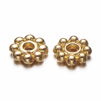 Alloy Daisy Spacer Beads, Flower, Cadmium Free & Lead Free, Golden, 5x1.5mm, Hole: 1.8mm, about 7000pcs/1000g
