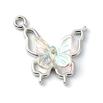 Alloy with Acrylic Pendants, Butterfly, Colorful, 19x19.5x3.5mm, Hole: 1mm