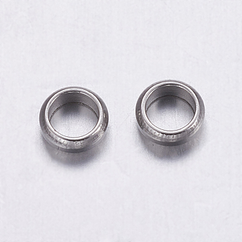 Tarnish Resistant 304 Stainless Steel Beads, Rondelle, Stainless Steel Color, 4x1.5mm, Hole: 3mm
