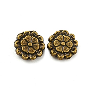 Tibetan Style Alloy Beads, Lead Free & Cadmium Free, Flower, Antique Bronze, 9x9x3mm, Hole: 1mm, about 1086pcs/1000g