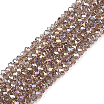 Electroplate Glass Beads Strands, AB Color Plated, Faceted, Rondelle, Gray, 2.3~2.7x2mm, Hole: 0.4mm, about 150~155pcs/strand, 12.60~12.99 inch(32~33cm)