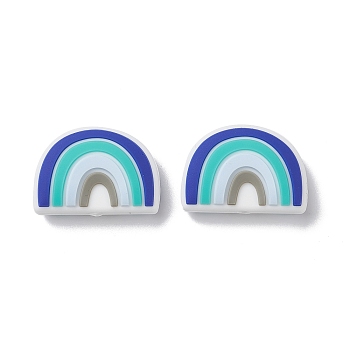 Silicone Beads, For Teethers, Rainbow Shaped, Slate Blue, 18x25x9mm, Hole: 2mm