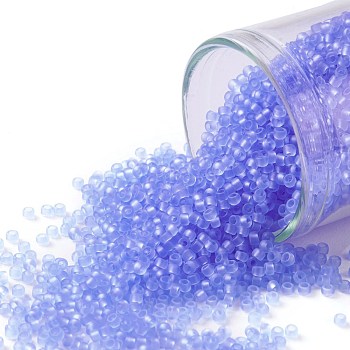 TOHO Round Seed Beads, Japanese Seed Beads, (13F) Transparent Frost Light Sapphire, 15/0, 1.5mm, Hole: 0.7mm, about 3000pcs/10g