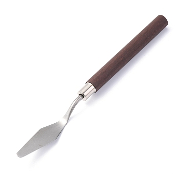 Stainless Steel Scraper, Oil Painting Scraper Knife, Scraping Drawing Tool, with Wood Hand Shank, Random Color Handle, 17.2x1.5x1.1cm